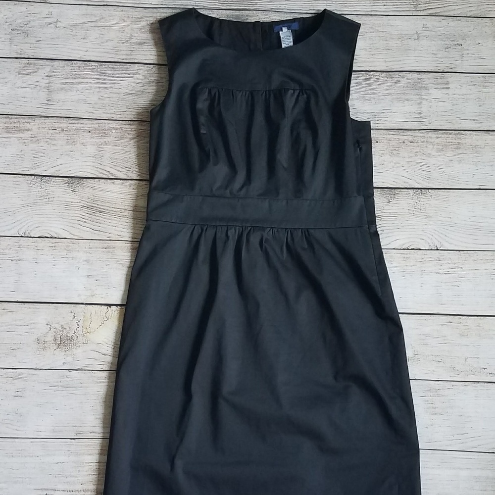 J. Crew Black Sleeveless Gathered Midi Dress
